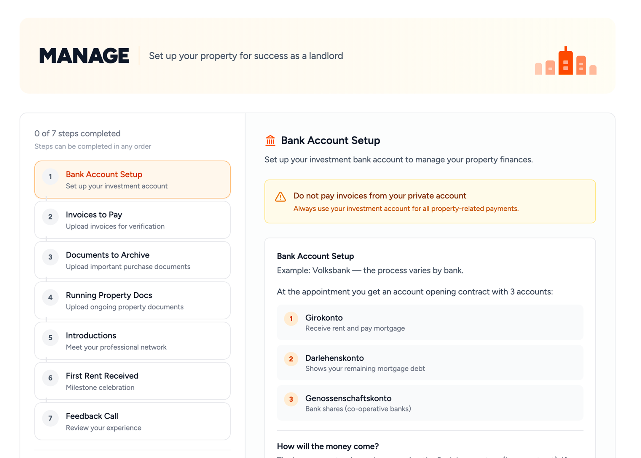 Property management overview in the Financemate app