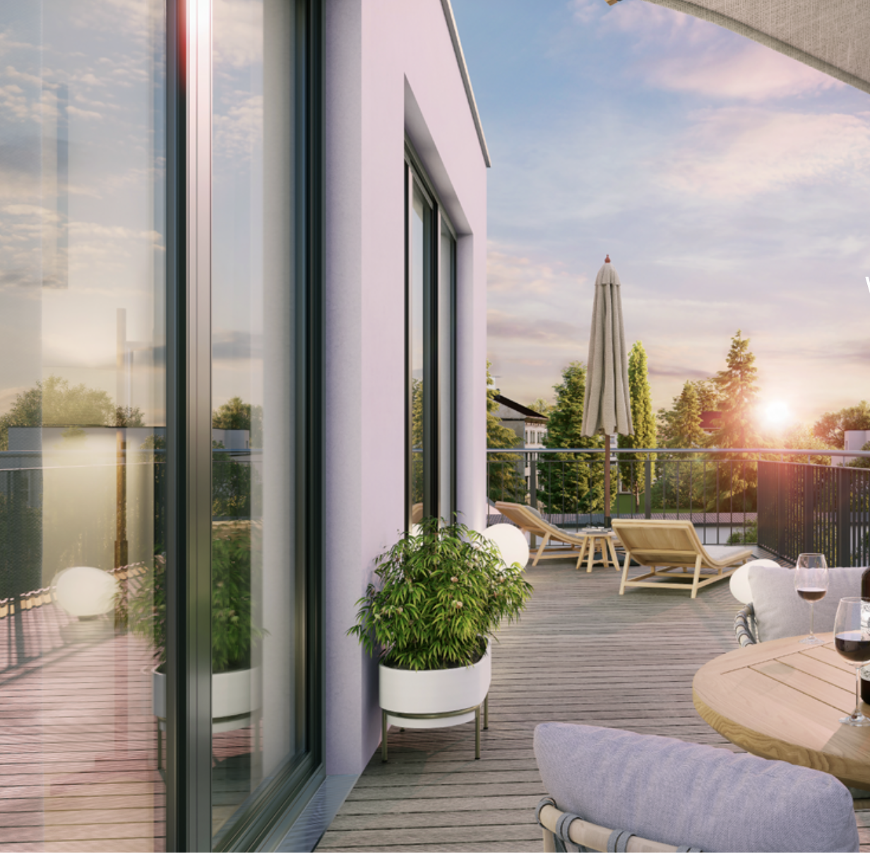 A new-build apartment terrace in Germany